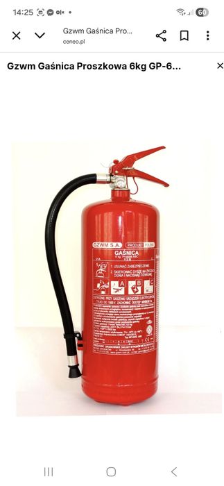 Gaśnica proszkowa gp6xabc zbiornik p.poż 6kg