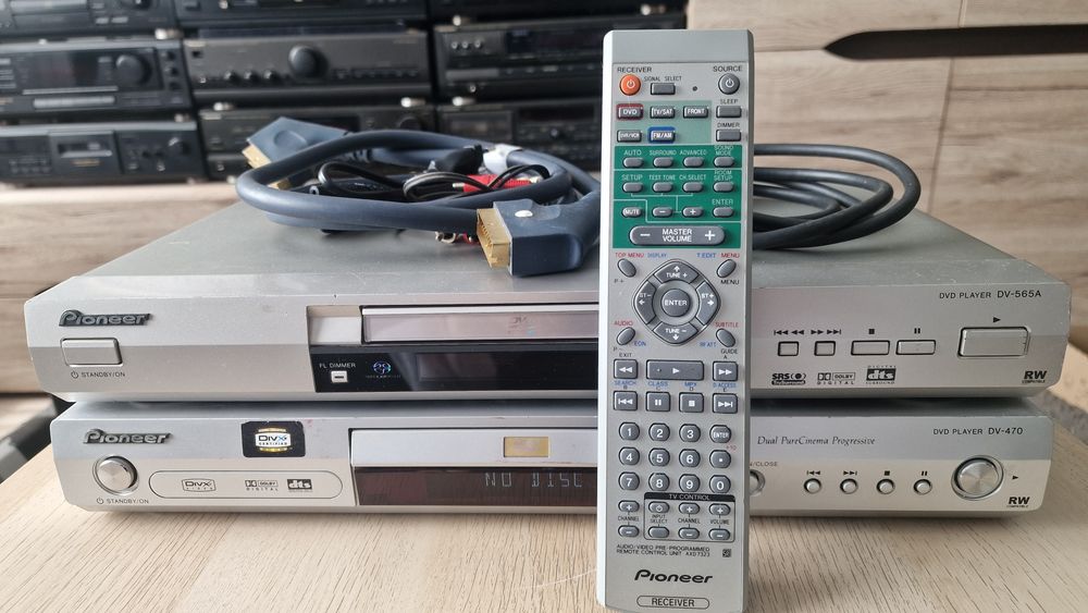 PIONEER DV-565A, DV-470 pilot, kable,  płyty,  sprawne  2 sztuki