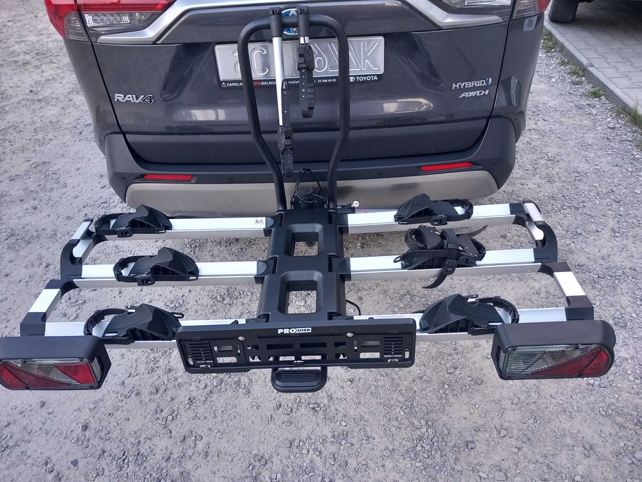 Solidny, składany bagażnik rowerowy na hak, platforma rowerowa Pro User FG 3  Silver