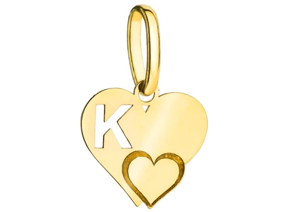 WYPRZEDAŻ Złota zawieszka 585 literka K w Sercu złote serduszko