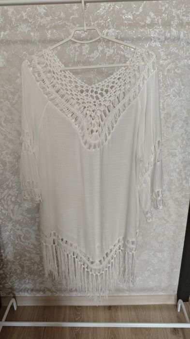 Біла пляжна туніка віскоза розмір xl-xxl
