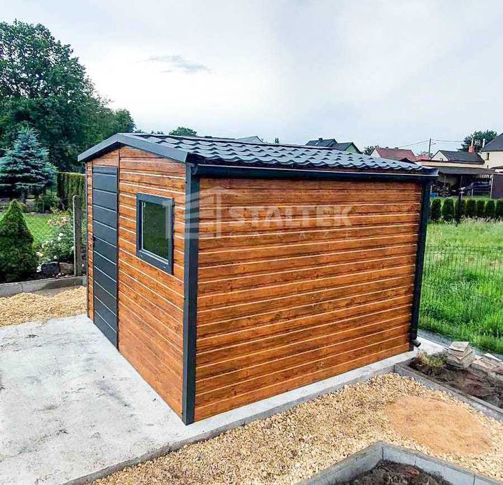 Domek ogrodowy 3x4m drzwi okno blachodachówka rynny dwuspadowy ST145