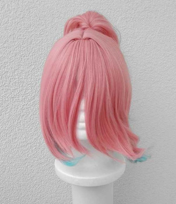 Rappa Honkai Star Rail różowa długa peruka z grzywką kitką cosplay wig