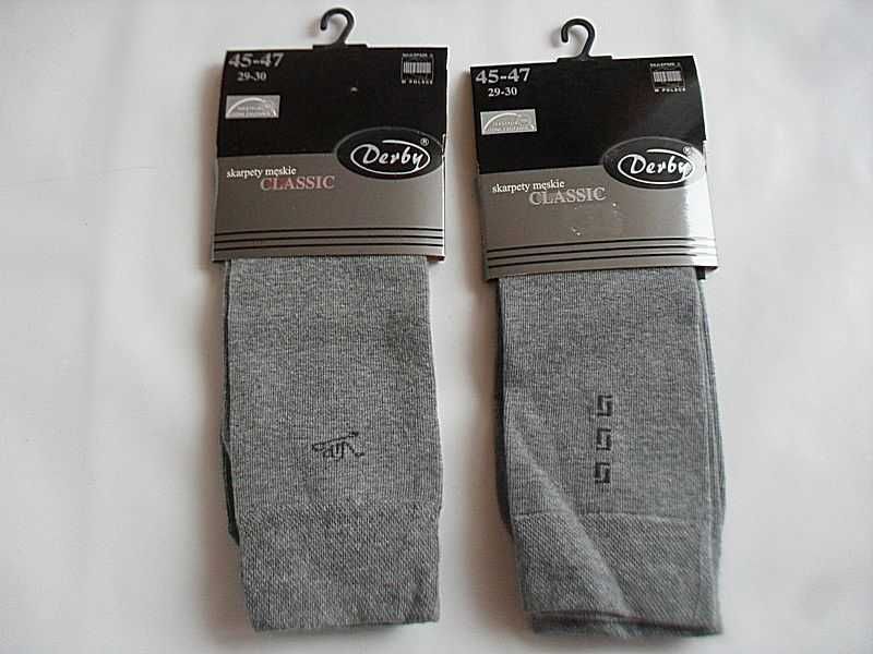 SKARPETY - BAWEŁNIANE -2szt DERBY 45-47 melange szary klasyczne NOwe 2
