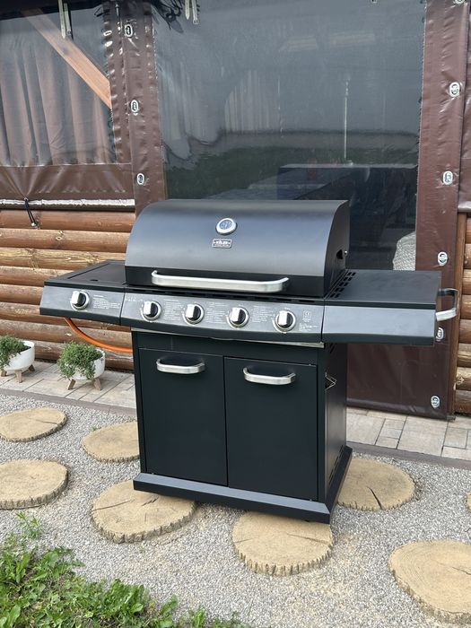 Grill Gazowy Koler Relish v4 5 palników 17,2kW black + Rożen obrotowy elektryczny do grilla gazowego kompletny zestaw rożna do grilli