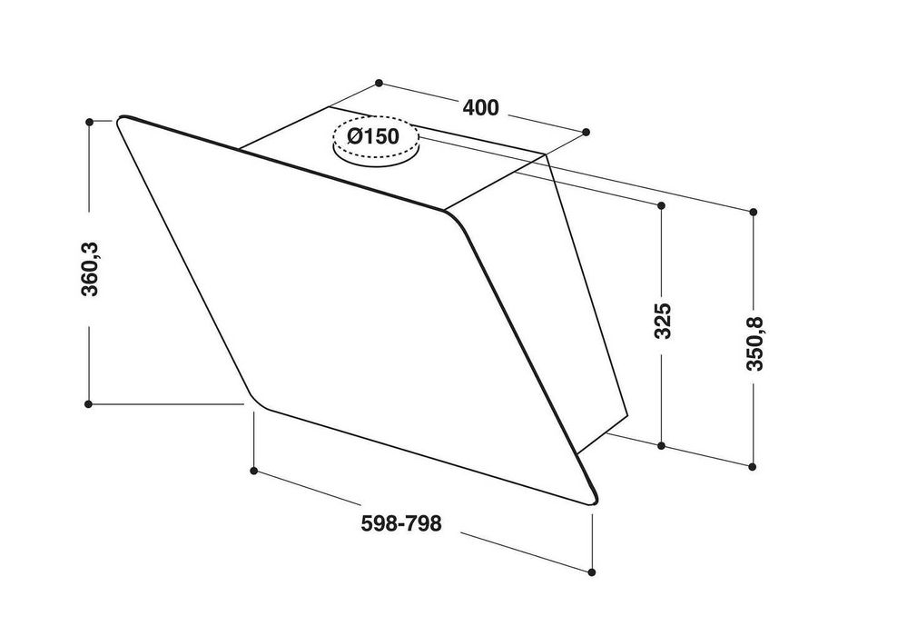Okap kominowy Whirlpool AKR 038 G BL