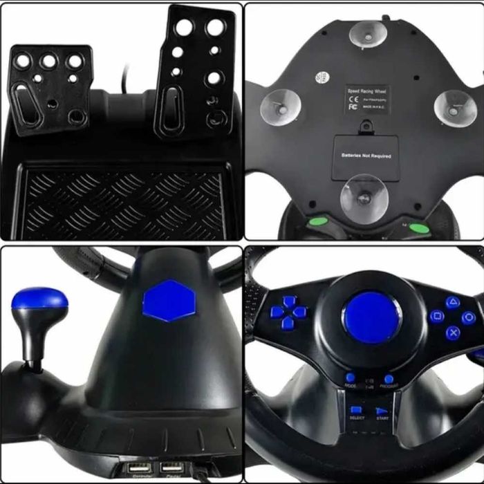 Руль игровой с педалями и коробкой передач для ноутбука пк ps2 ps3 pc usb vibration steering wheel гонки