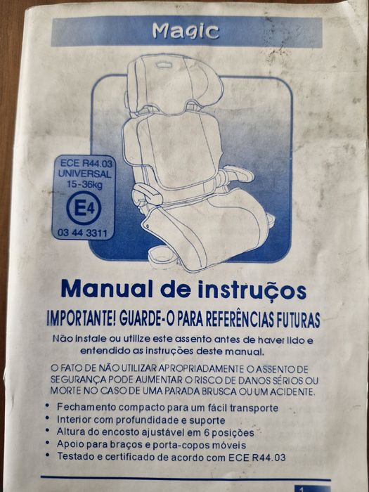 Cadeira auto da marca infantia_cinzenta e azul