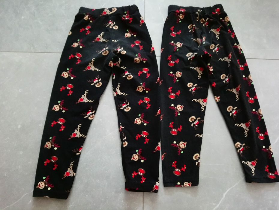 Leginsy, moraj, 2 szt, motyw świąteczny, rozmiar 98/104