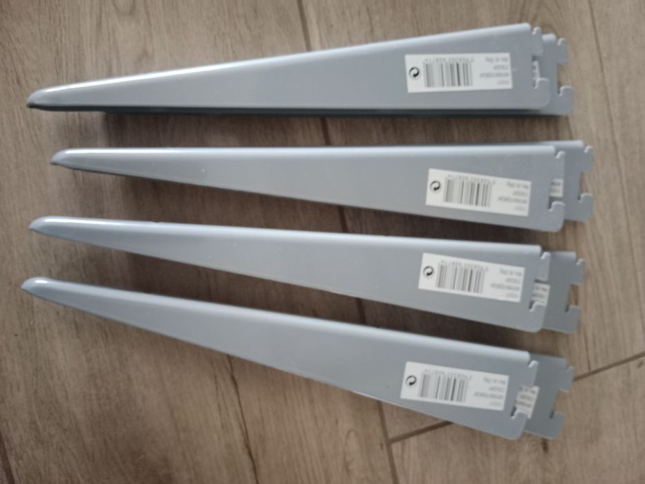 Wspornik do półki podwójny metalowy, 27cm, szary, 8 szt.