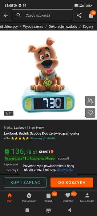 Używany budzik Scooby Doo