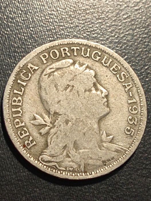 moeda 50 centavos 1935 - Alpaca - Portugal - Bela