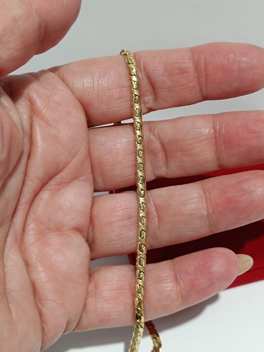 Złota półsztywna bransoletka długość 21,4cm, złoto próby 583