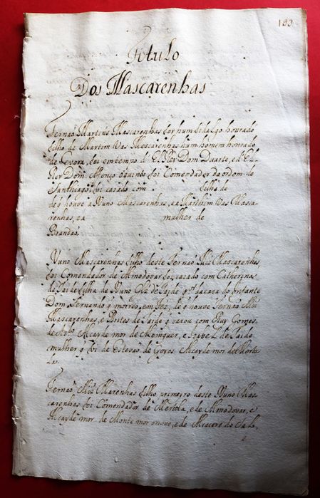 Título dos Mascarenhas S.XV linhagens estudadas por Sisto Tavares