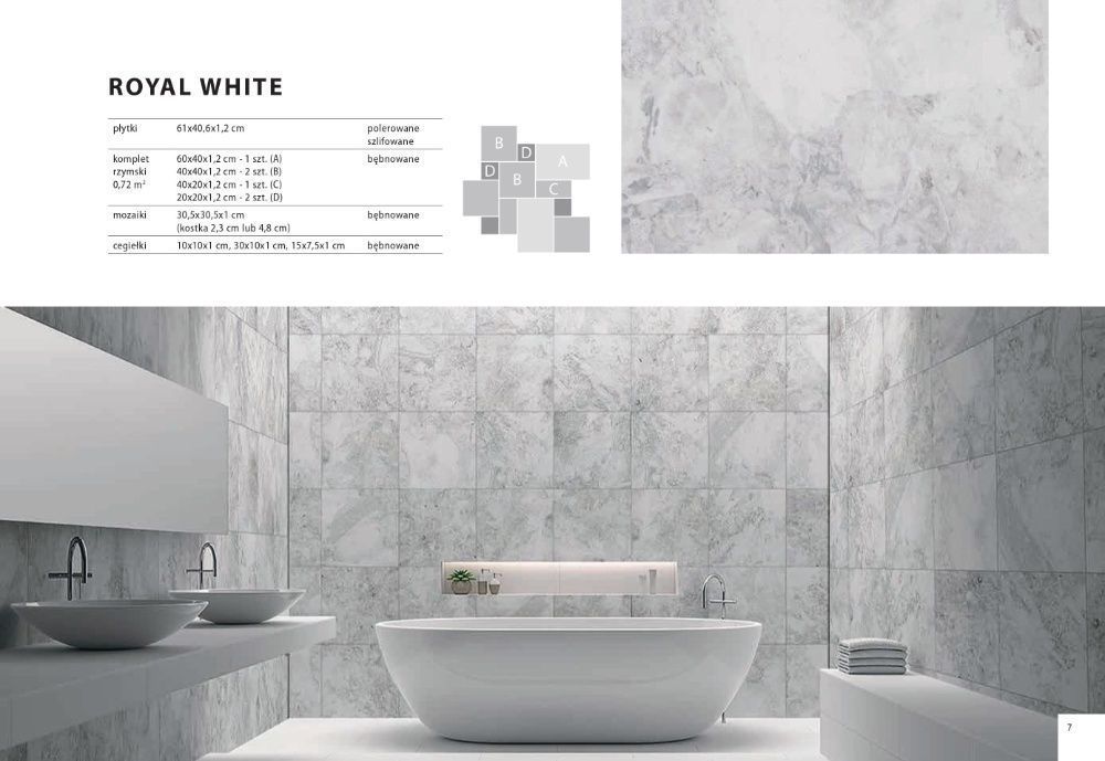 Płytki Kamienne Marmur Biały Royal White szlifowany 61x40,6x1,2cm / KAMIEŃ NATURALNY / POSADZKI / ŚCIANY / PODŁOGI / PROMOCJA