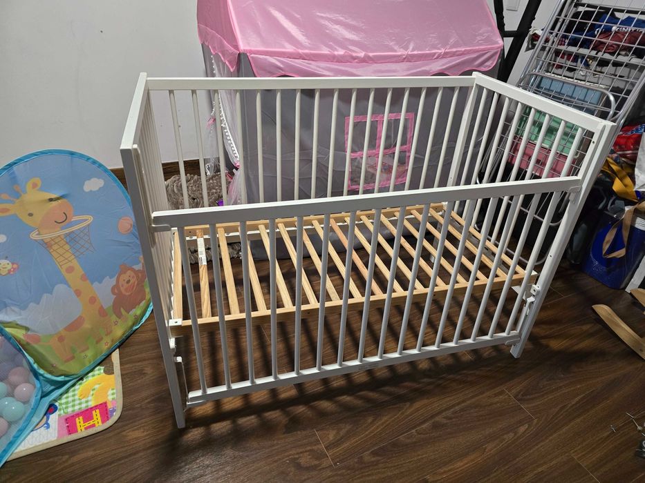 Berço Cama de Bebé regulável Pinho Branco