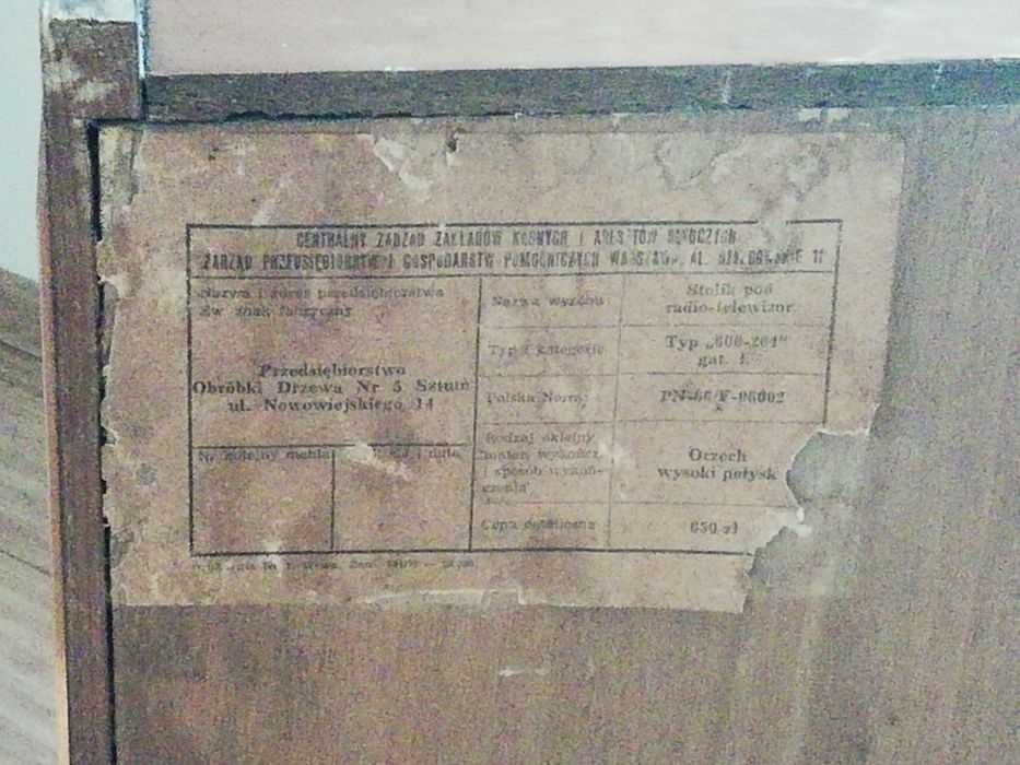 Stolik retro PRL 1972 radiowo telewizyjny do renowacji