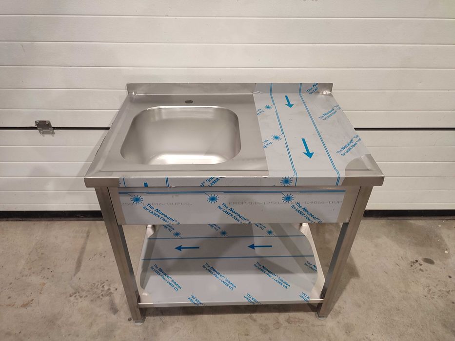 Meble gastronomiczne, Zlew jednokomorowy 1000x600x850 z półką