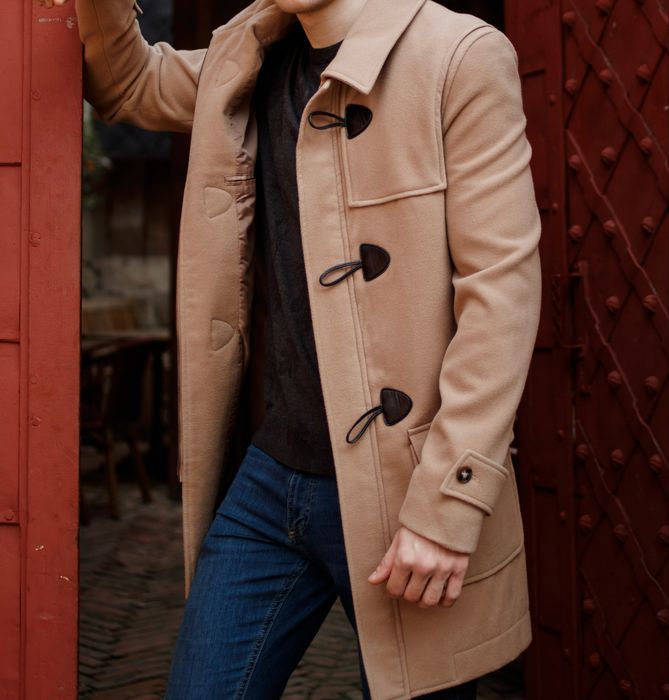 Пальто мужское очень теплое Класичне пальто чоловіче Бежевое пальто
