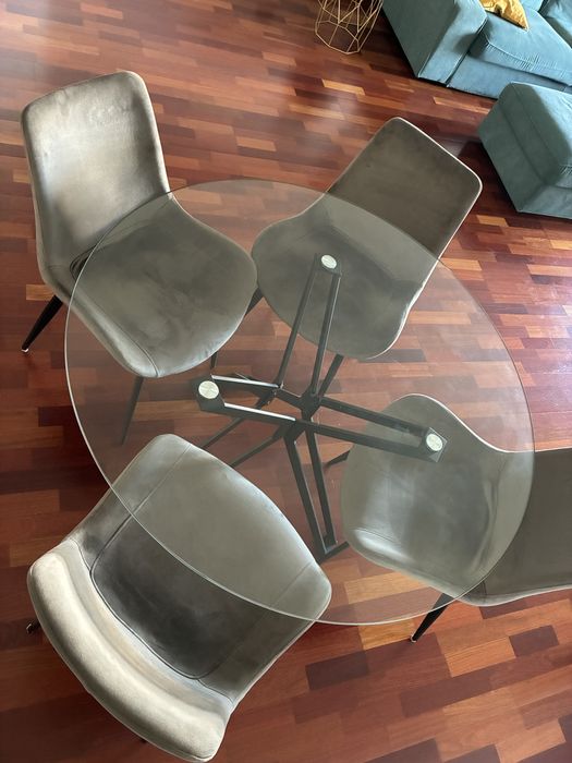 Mesa de Jantar AREA – Vidro Temperado Redondo 110 cm