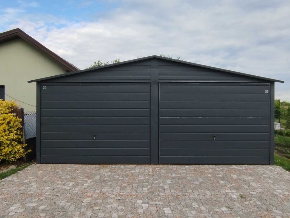 Garaż Blaszany Dwustanowiskowy Grafit 6x5 Darmowa Dostawa i Montaż