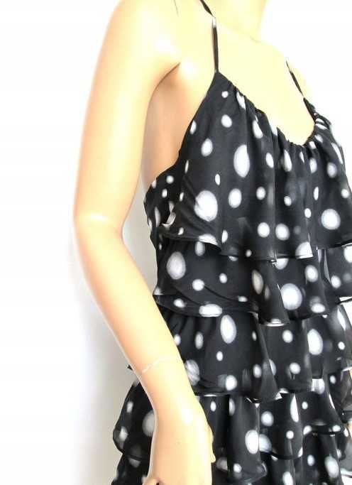 Glam by Caprice sukienka falbany vintage 100% jedwab 10 38 M jak NOWA