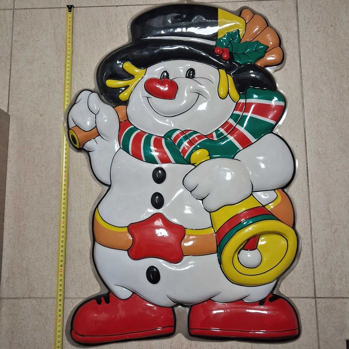 Wisząca dekoracja okna bałwan XXL 74 x 50 cm. Odbiór osobisty.