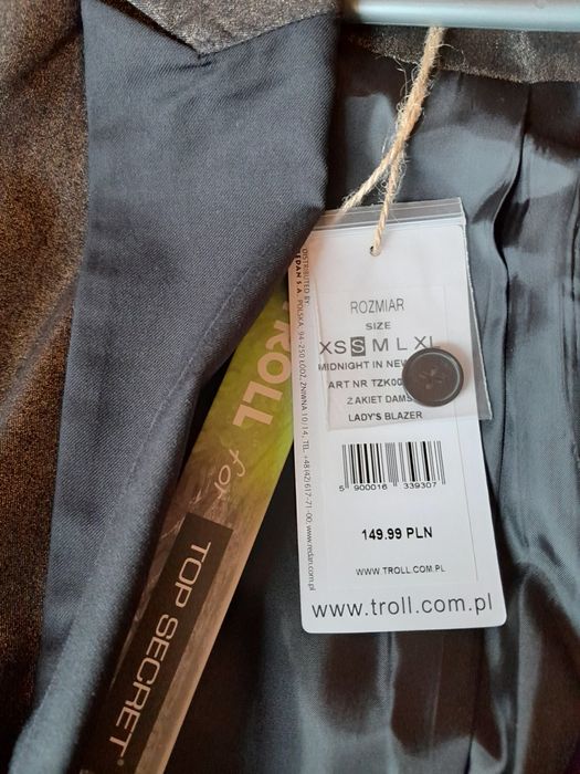 Marynarka złoto-czarna,bawełna r.36 lub r.38"Troll"nowe