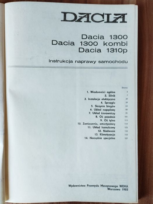 Instrukcja naprawy samochodu Dacia 1300