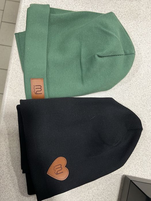 Czapka + komin dziecięca kolor czarny i zielony