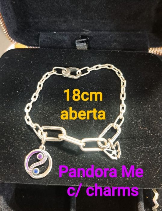 Lote de 6 Pulseiras e 3 aneis Pandora  em prata.