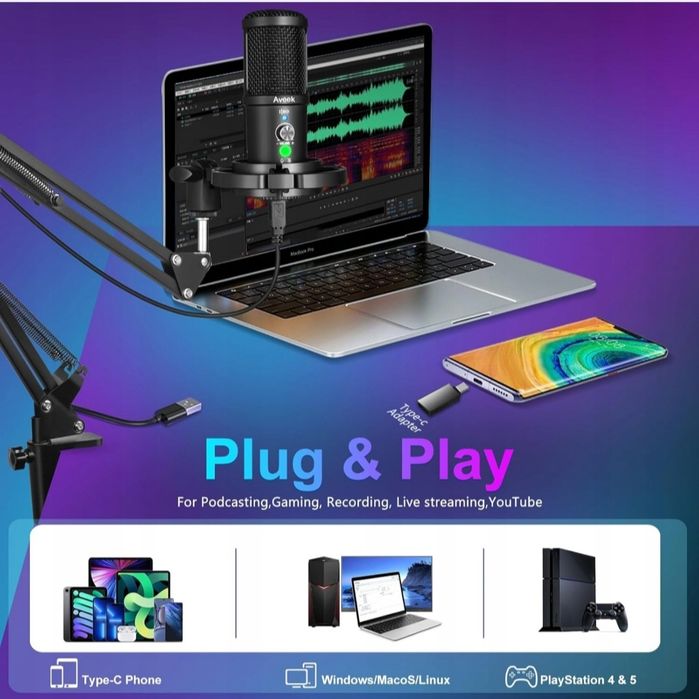 Mikrofon pojemnościowy studyjny Aveek BM-66