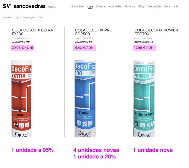 Cola, Silicone - Sancas, Molduras - Orac Decor - NOVO!