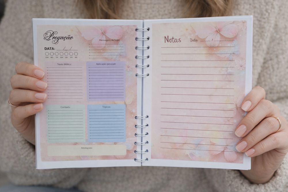 Caderno personalizado para anotações de pregações
