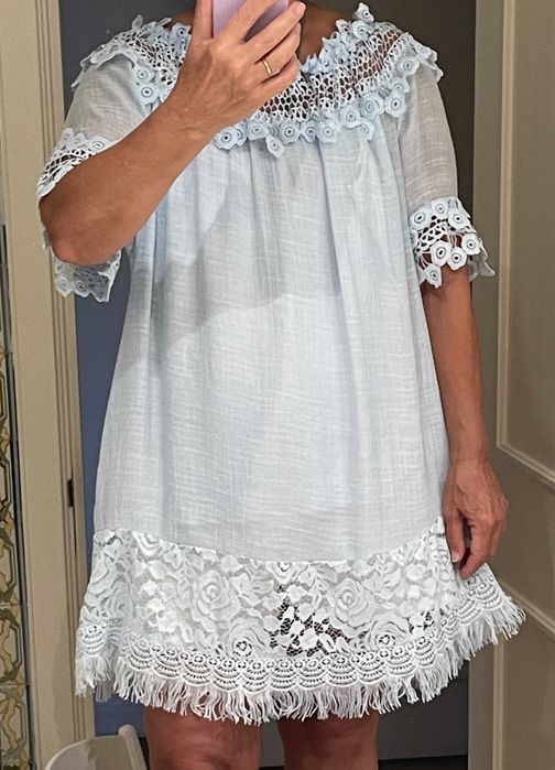 Túnica / Vestido de cor azul clara, marca Made in Italy