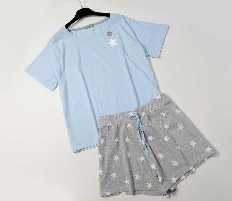 Новый хлопковый пижамный комплект футболка и шорты