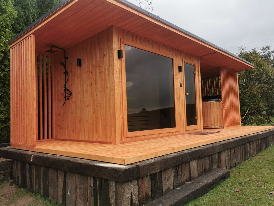 Sauna Ogrodowa 8x2,2m Taras Wiata Piec Sterownik Prysznic Hit