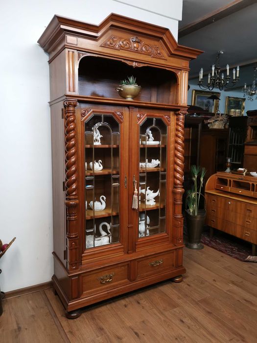 Śliczna dębowa witryna biblioteczka antyk 731/2025