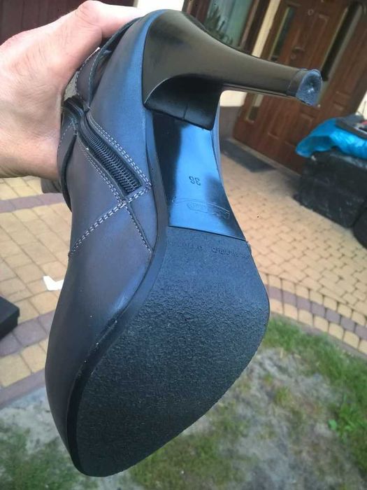 NOWE Buty-Kozaki MUSZKIETERKI36 Natural skóra-100% SZARY I-Klasa Gw.6m