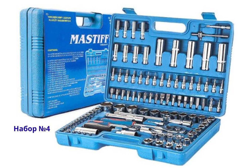 Набори професіних інструментів від 40 до 216 ключів головок в наборах