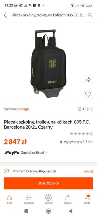 Plecak z funkcją walizki dla małych fanów Barcelony