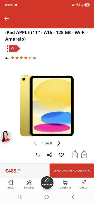 iPad APPLE A16 11'' amarelo (128 GB - Wi-Fi)