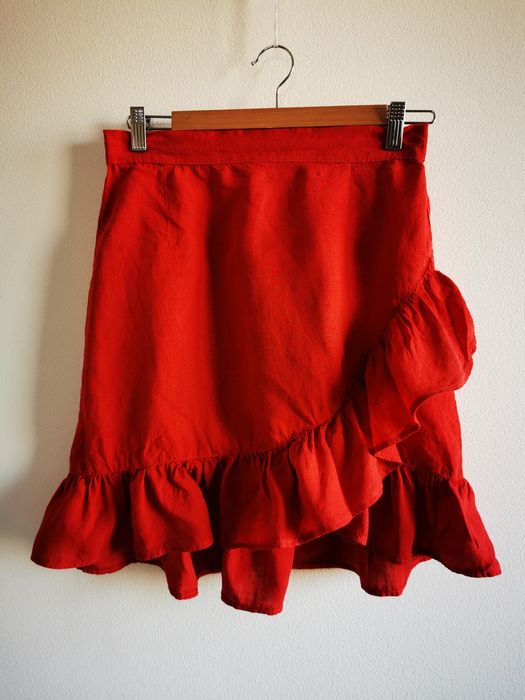 Spódniczka lniana, letnia, z falbankami cubus, rozmiar 38, M