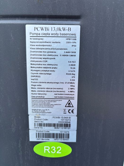 Pompa ciepła do basenu Hewalex PCWBi 13,0 kW | Inwerter | WiFi | Sprawna!