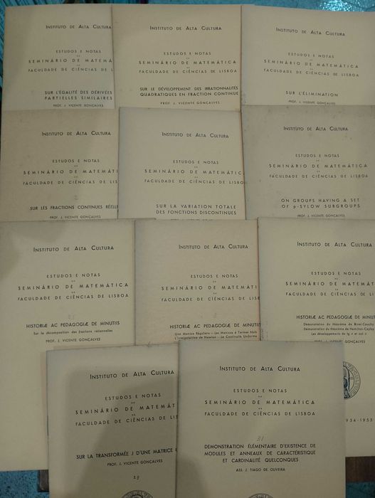 Seminário Matemática Faculdade Ciências de Lisboa 1954/62, 59 unidades