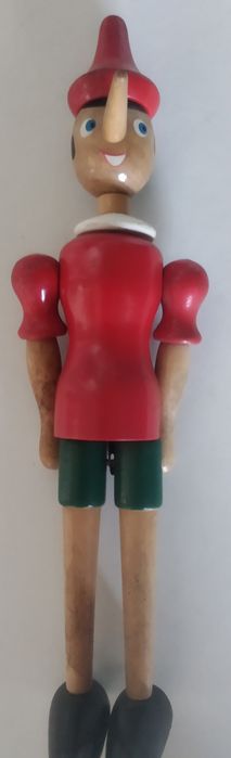 Boneco Pinóquio articulado antigo em madeira