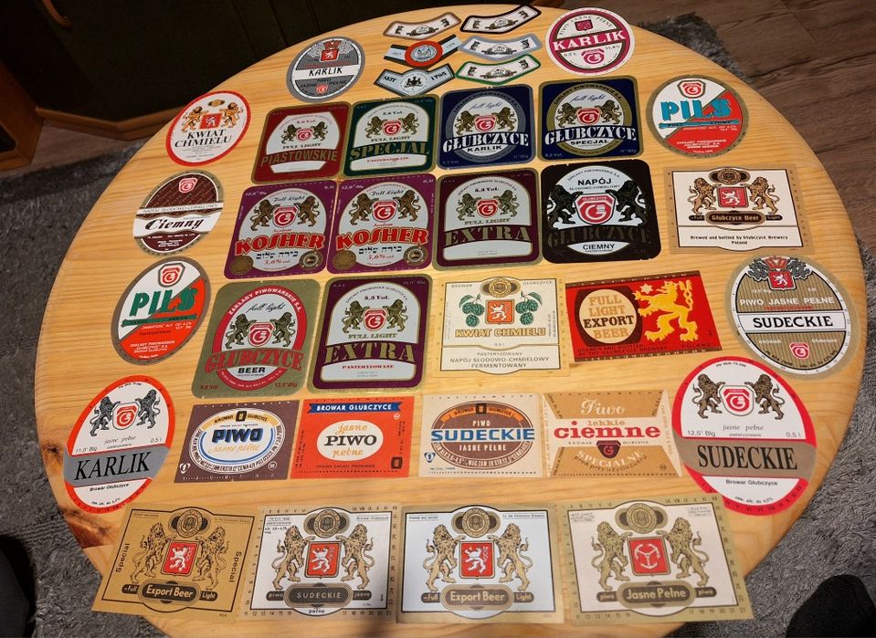 Aż 30 różnych etykiet i 6 kołnierzyków  z Browaru Głubczyce-okazja