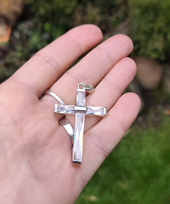 Duży wisior srebro z kryształami