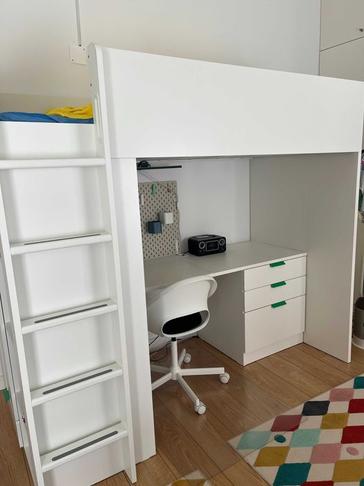 Cama alta IKEA SMÅSTAD 90x200 cm branca. Ótimo estado! Apenas 1 ano de uso!
