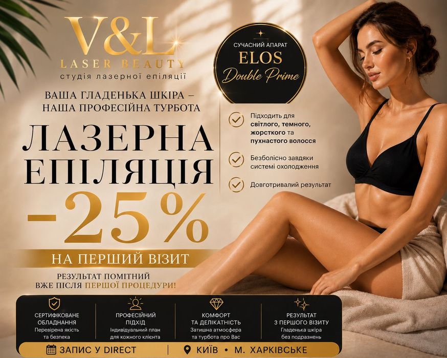 Лазерна Епіляція. Метро Харківське. Elos омолодження IPL